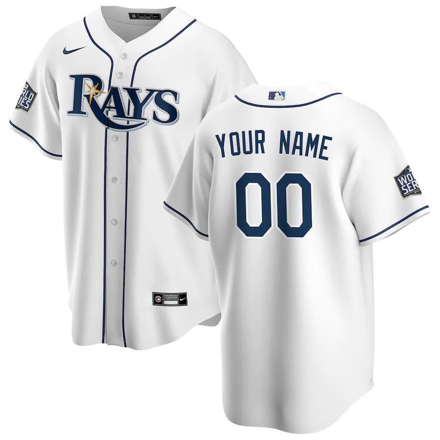 Mens Tampa Bay Rays Nike White 2020 World Series Bound Custom Replica MLB Jerseys